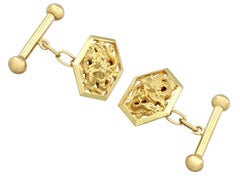 1900s Antique Chinese Yellow Gold Dragon Cufflinks