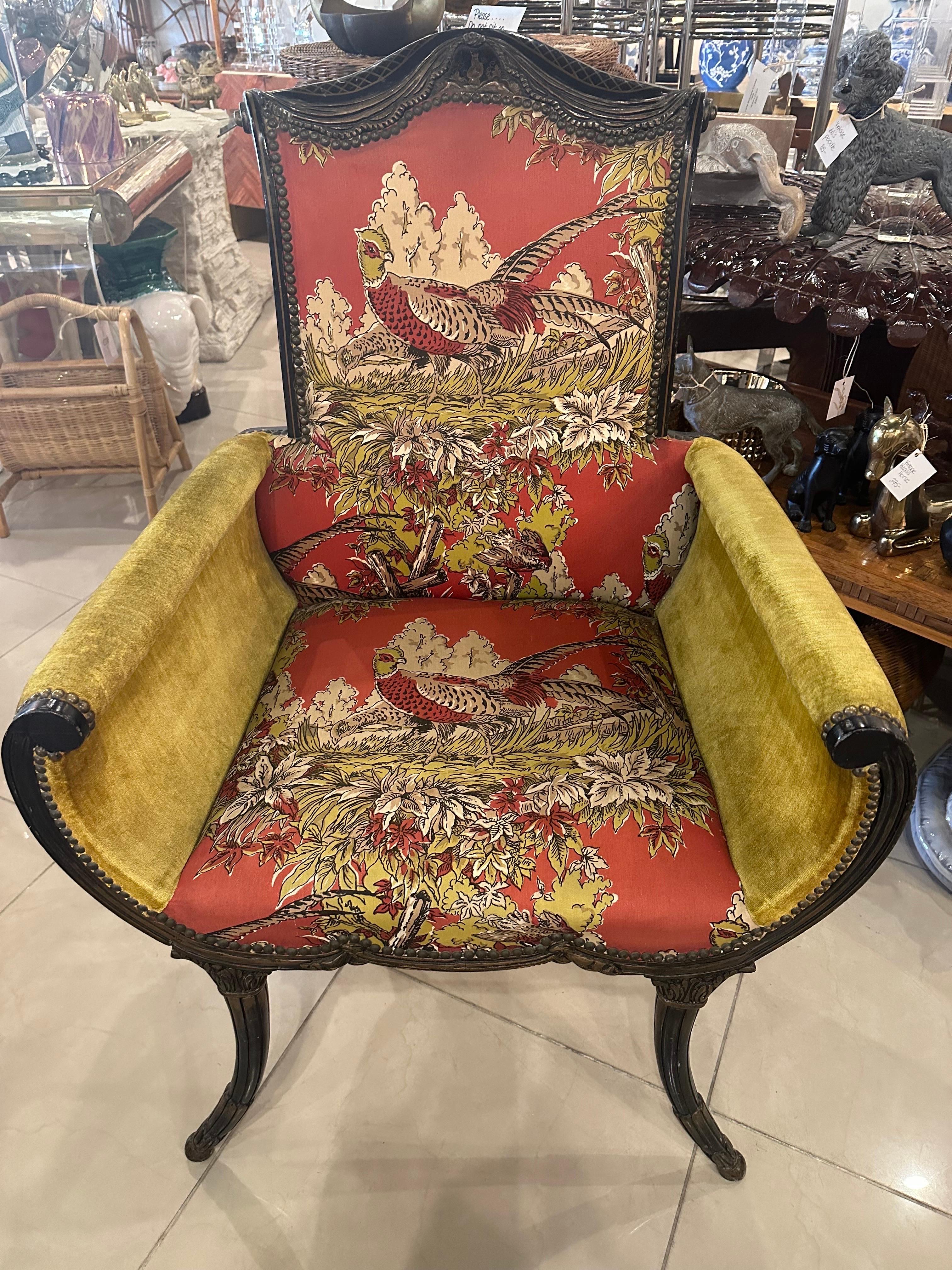 Wood 1900s Antique Chinoiserie Pagoda Flare Arm Chair  For Sale
