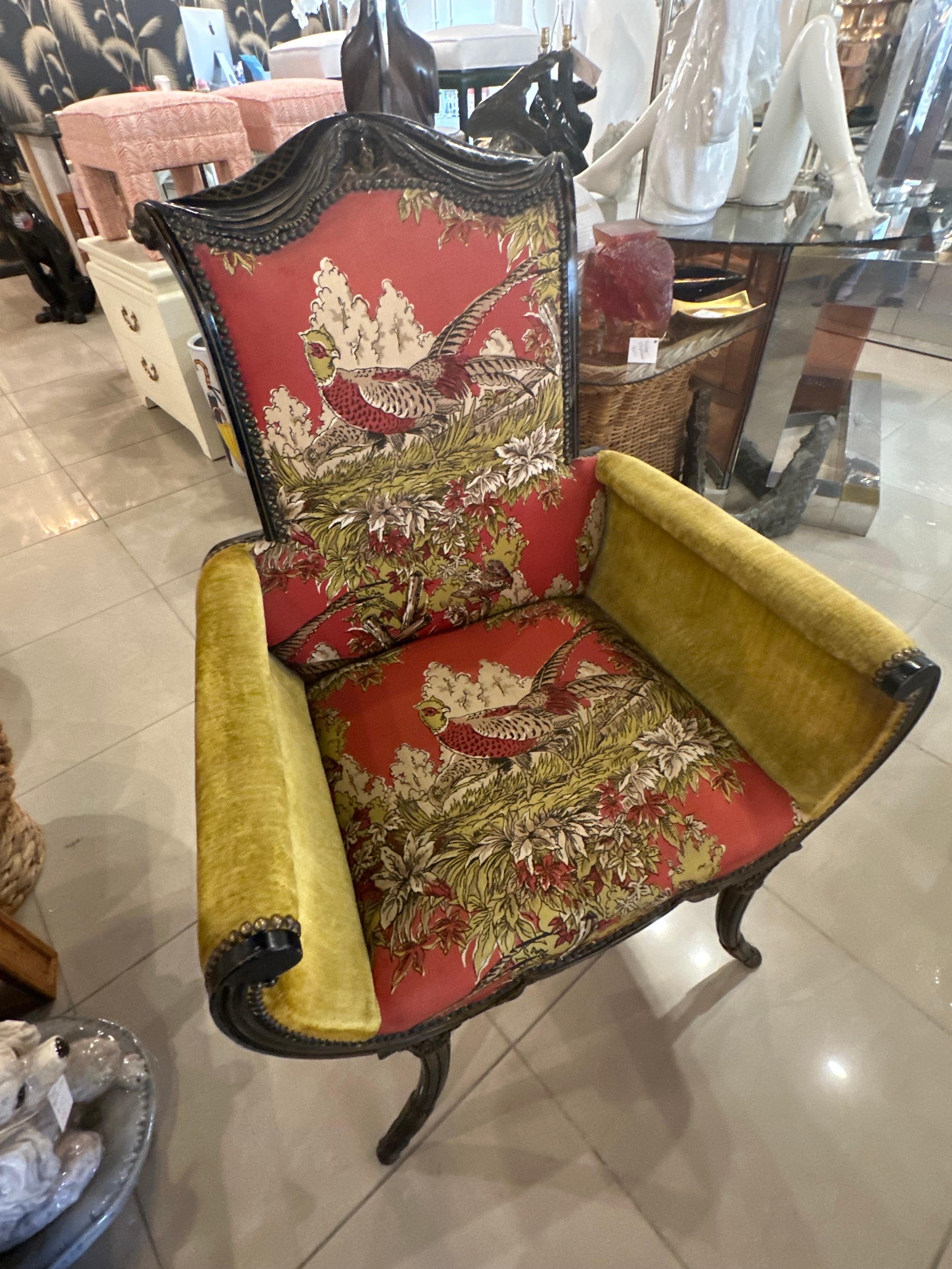 Bois Chaise à Accoudoirs Pagode Flare Antiquités Chinoiserie 1900  en vente
