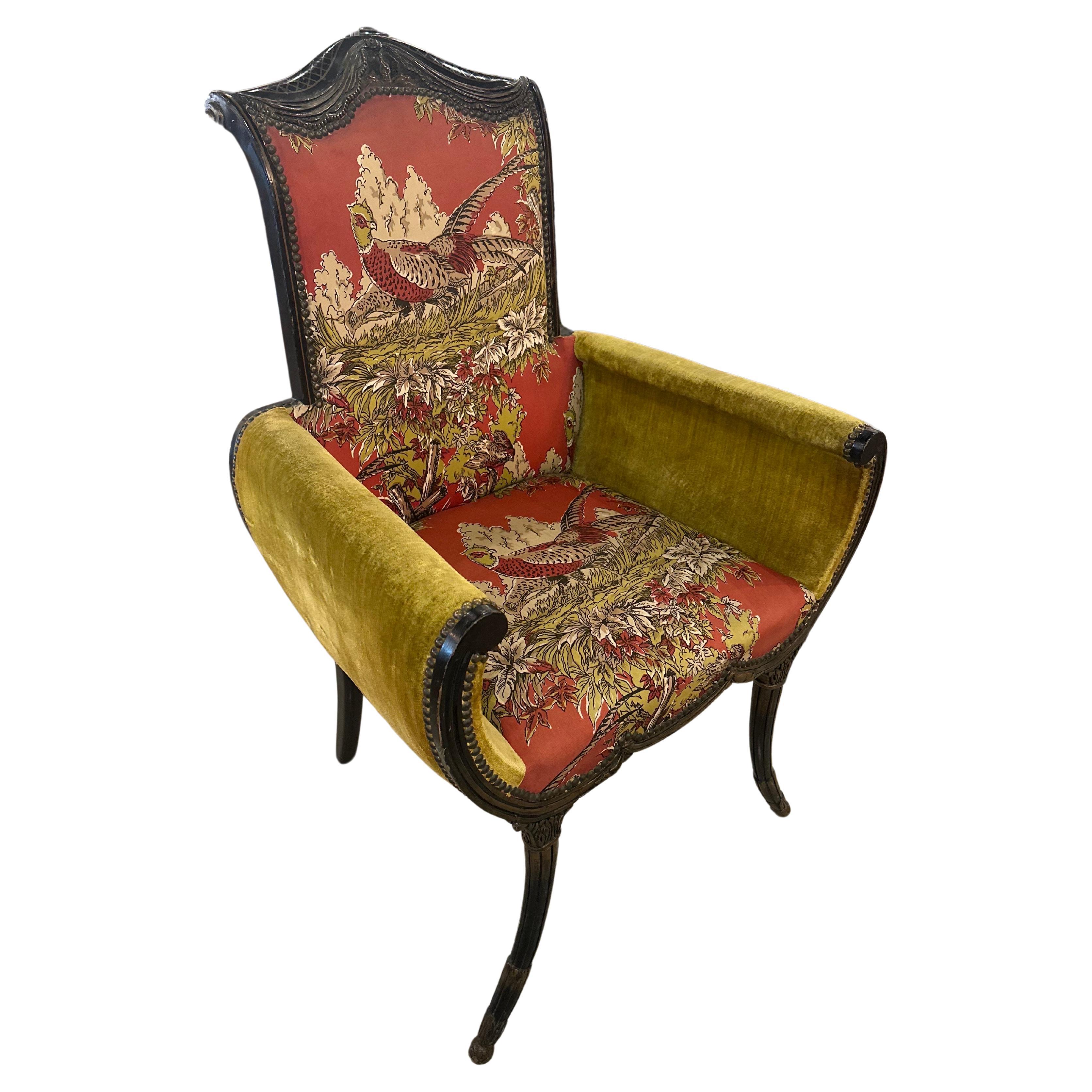 1900s Antique Chinoiserie Pagoda Flare Arm Chair 