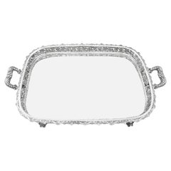 1900s, Antique Continental Silver Tea Tray