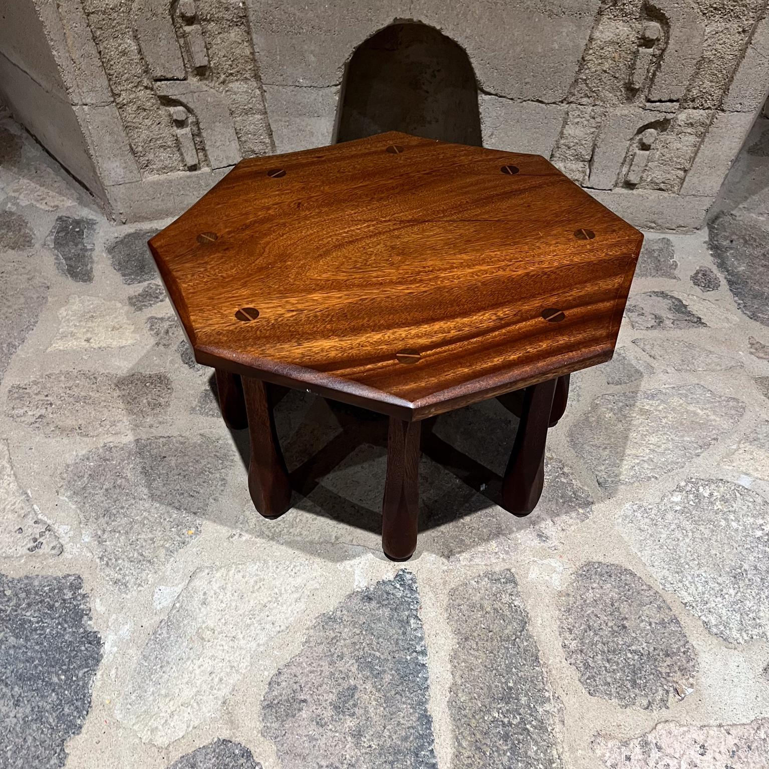 1900s Antique Custom Side Table Solid Mahogany Octagon In Good Condition In Chula Vista, CA