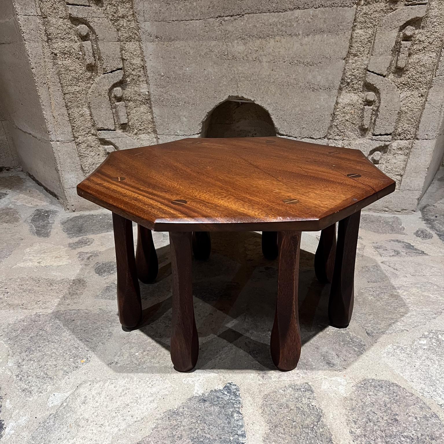 20th Century 1900s Antique Custom Side Table Solid Mahogany Octagon