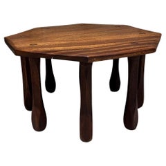 1900s Antique Custom Side Table Solid Mahogany Octagon