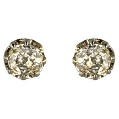 1900s Antique-Cut Diamond 18 Karat Yellow Gold Stud Earrings