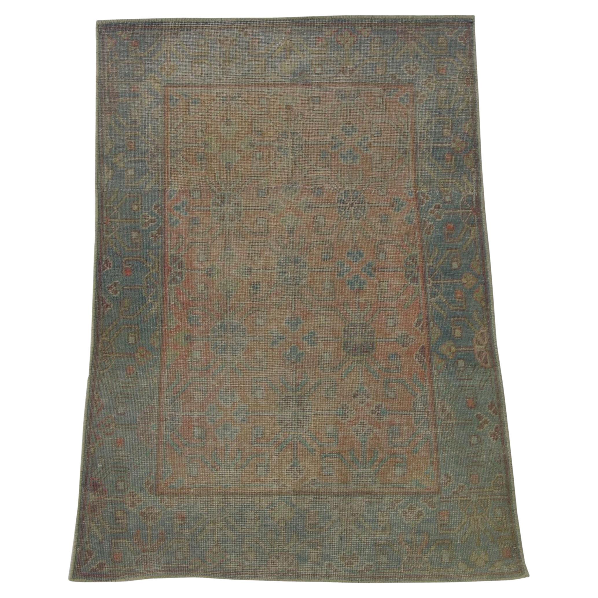 1900s Antike dekorative Samarkand Teppich-4'2" X 2'7"