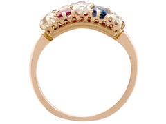 1900s Antique Diamond and Multi-Gemstone Rose Gold Cocktail Ring