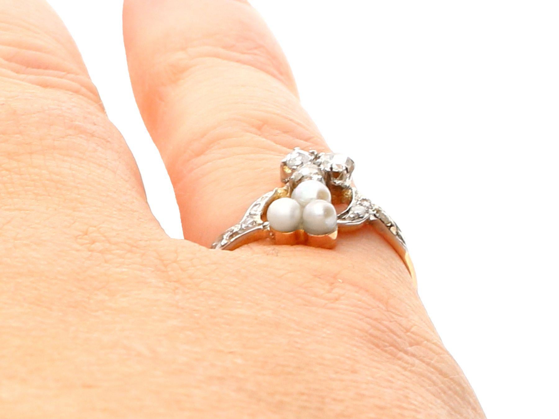 1900s Antique Diamond and Pearl Rose Gold Cocktail Ring For Sale 5