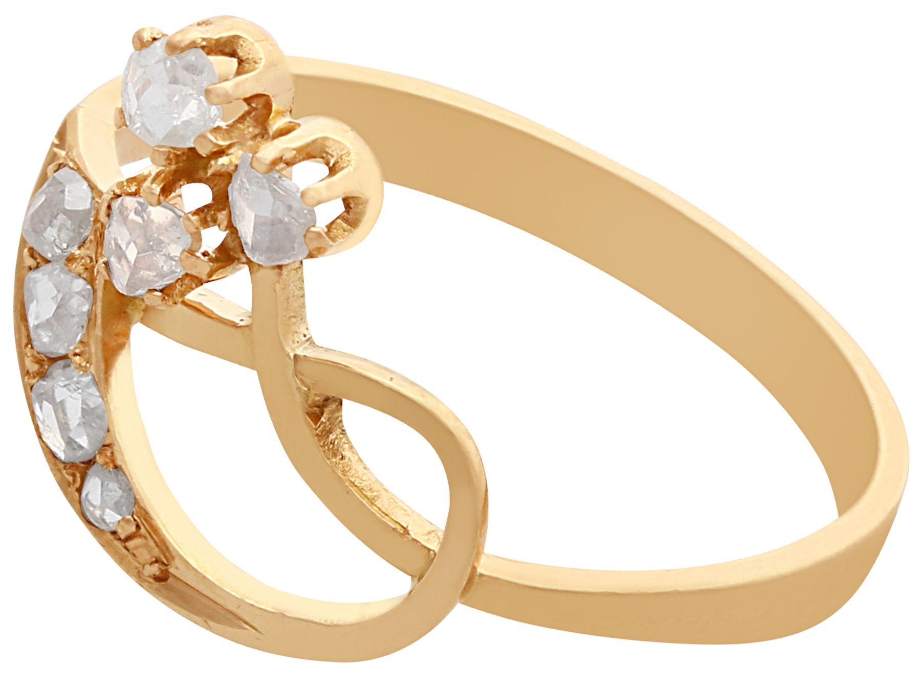 Round Cut French Diamond and Yellow Gold Intertwined Engagement Ring For Sale