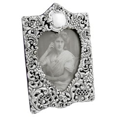 1900s Antique Edwardian Sterling Silver Photograph Frame