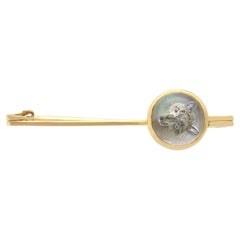 1900s Antique Essex Crystal Yellow Gold Bar Brooch