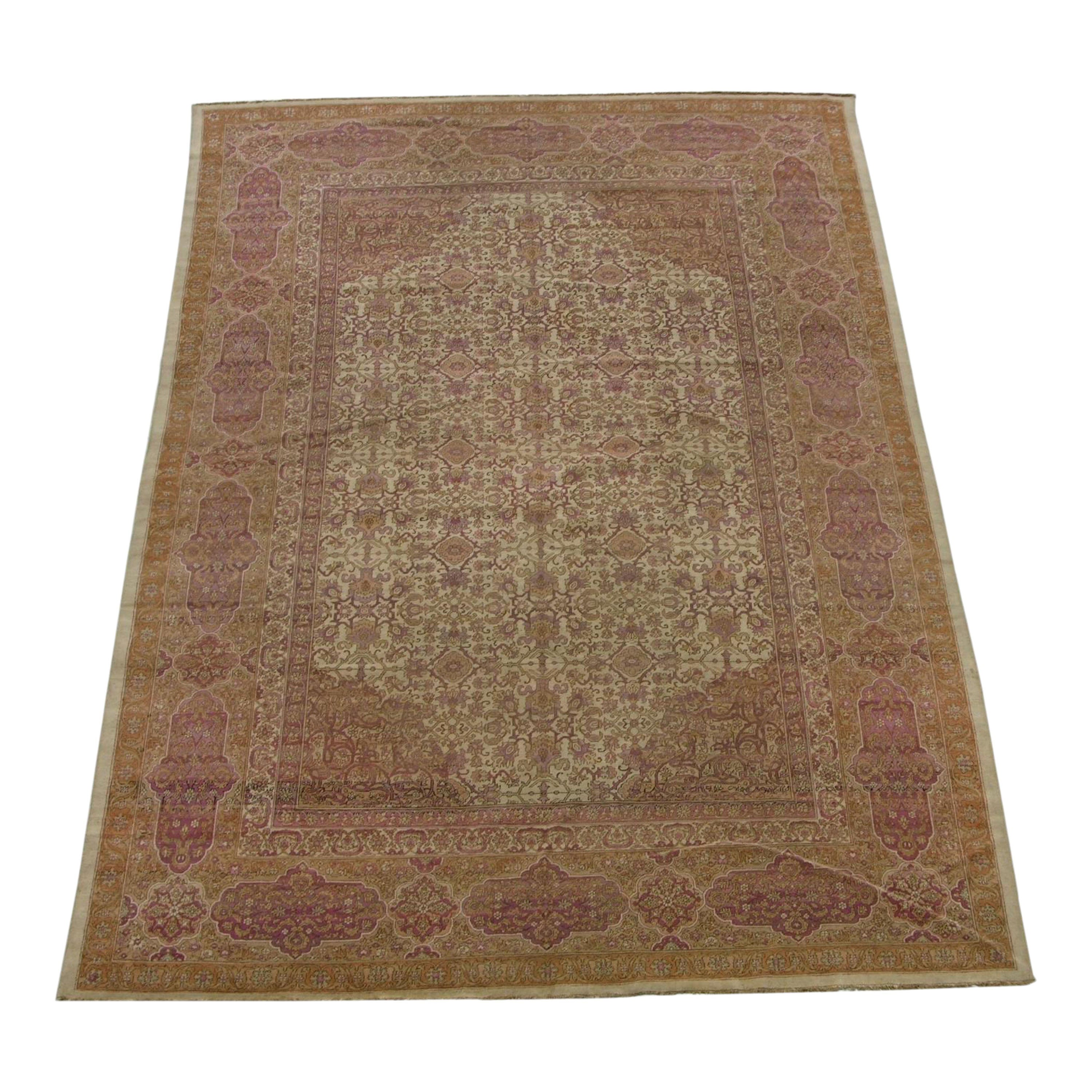 Tappeto Amritsar antico indiano fine viola del 1900