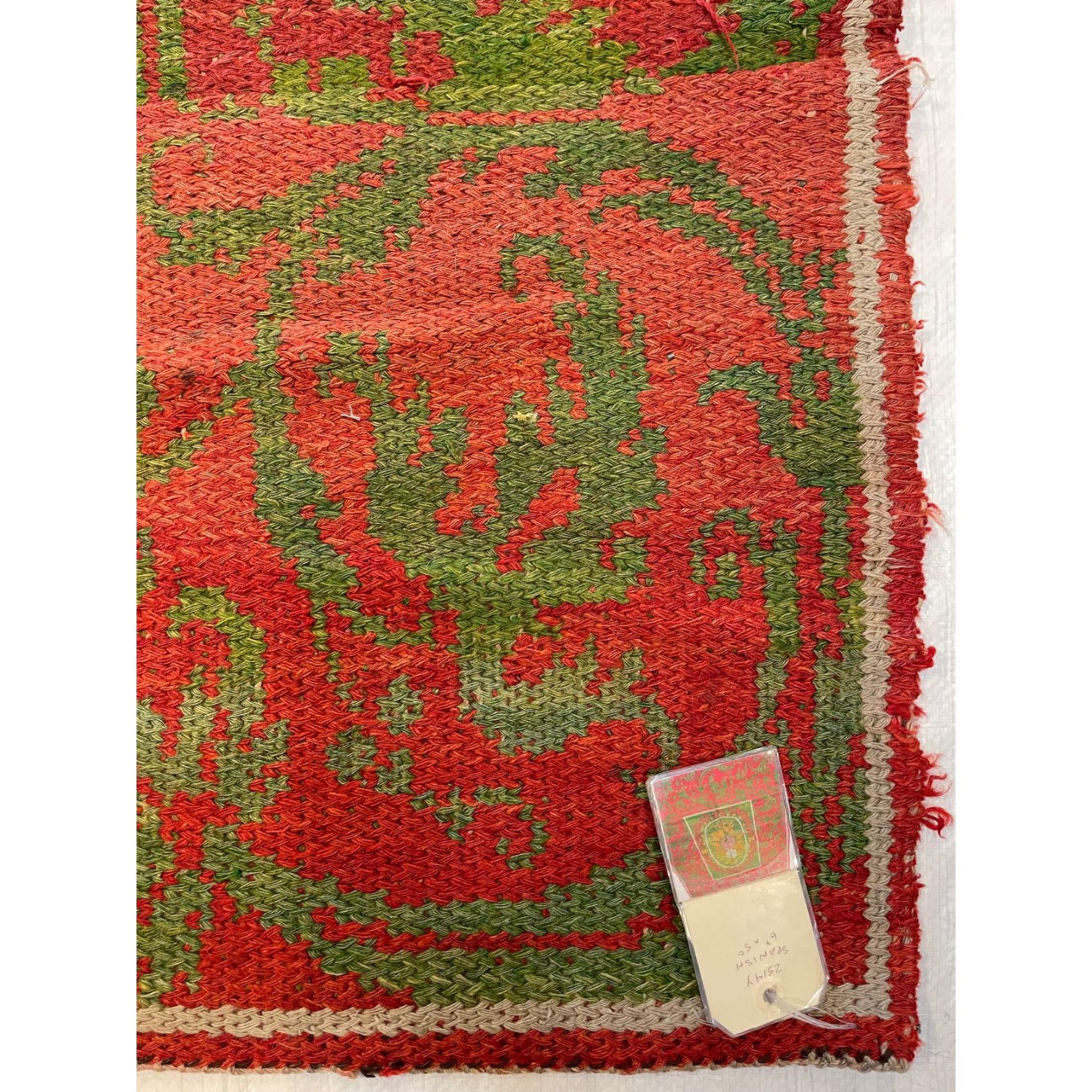Other 1900s Antique Floral Spanish Rug - 6'8'' X 5'0'' For Sale