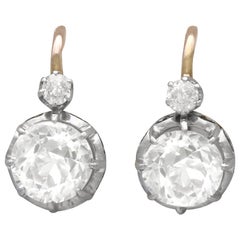 1900s Antique French 2.40 Carat Diamond and Yellow Gold Drop Earrings