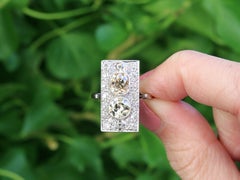 1900s Antique French 3.24 Carat Diamond and Platinum Cocktail Ring