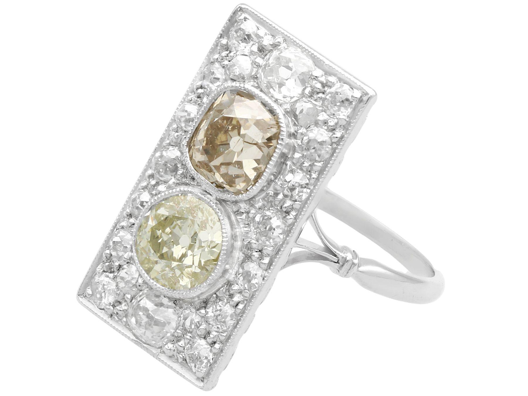 1900s Antique French 3.24 Carat Diamond and Platinum Cocktail Ring (Alteuropäischer Schliff) im Angebot