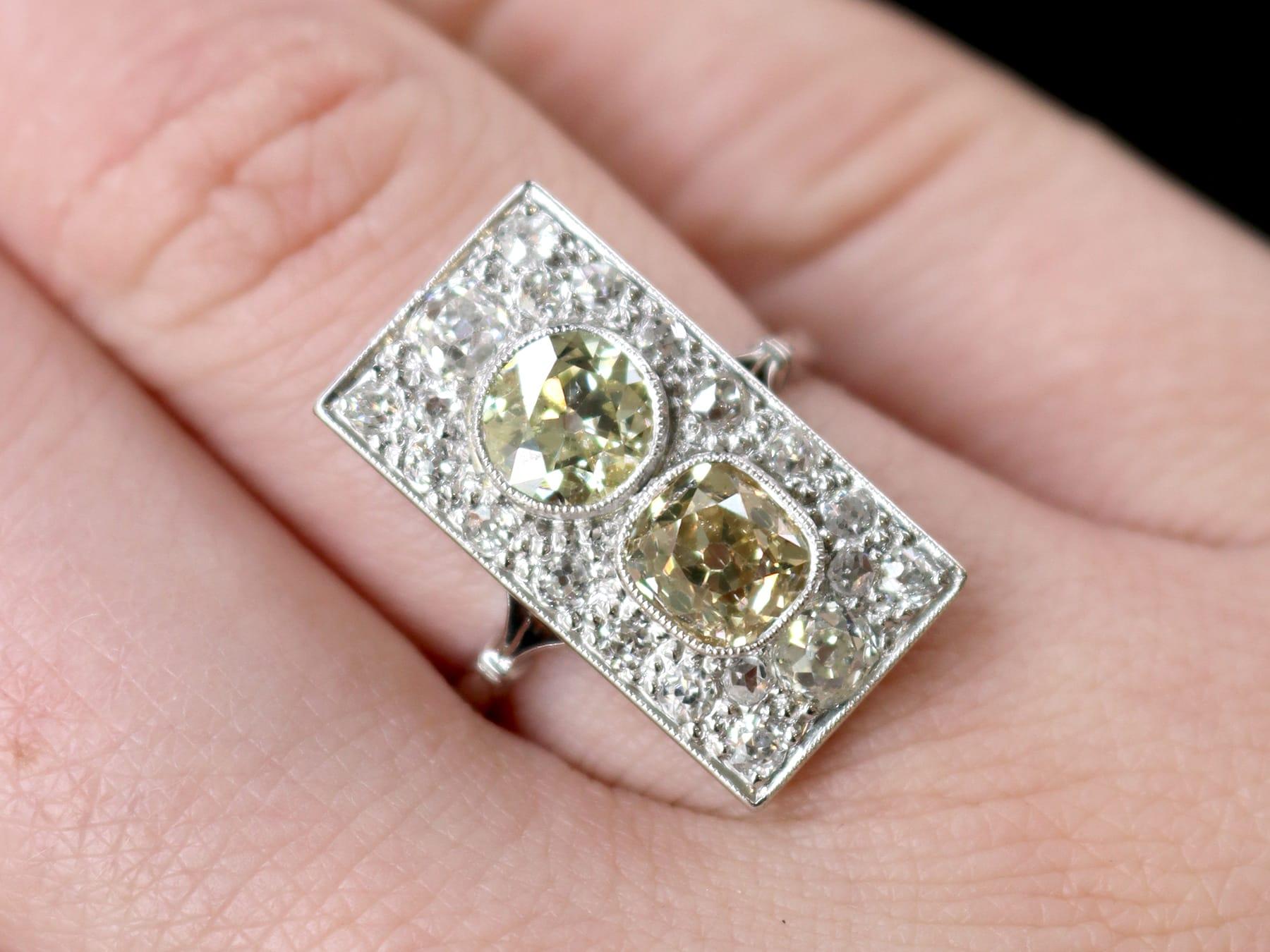 Old European Cut 1900s Antique French 3.24 Carat Diamond and Platinum Cocktail Ring For Sale