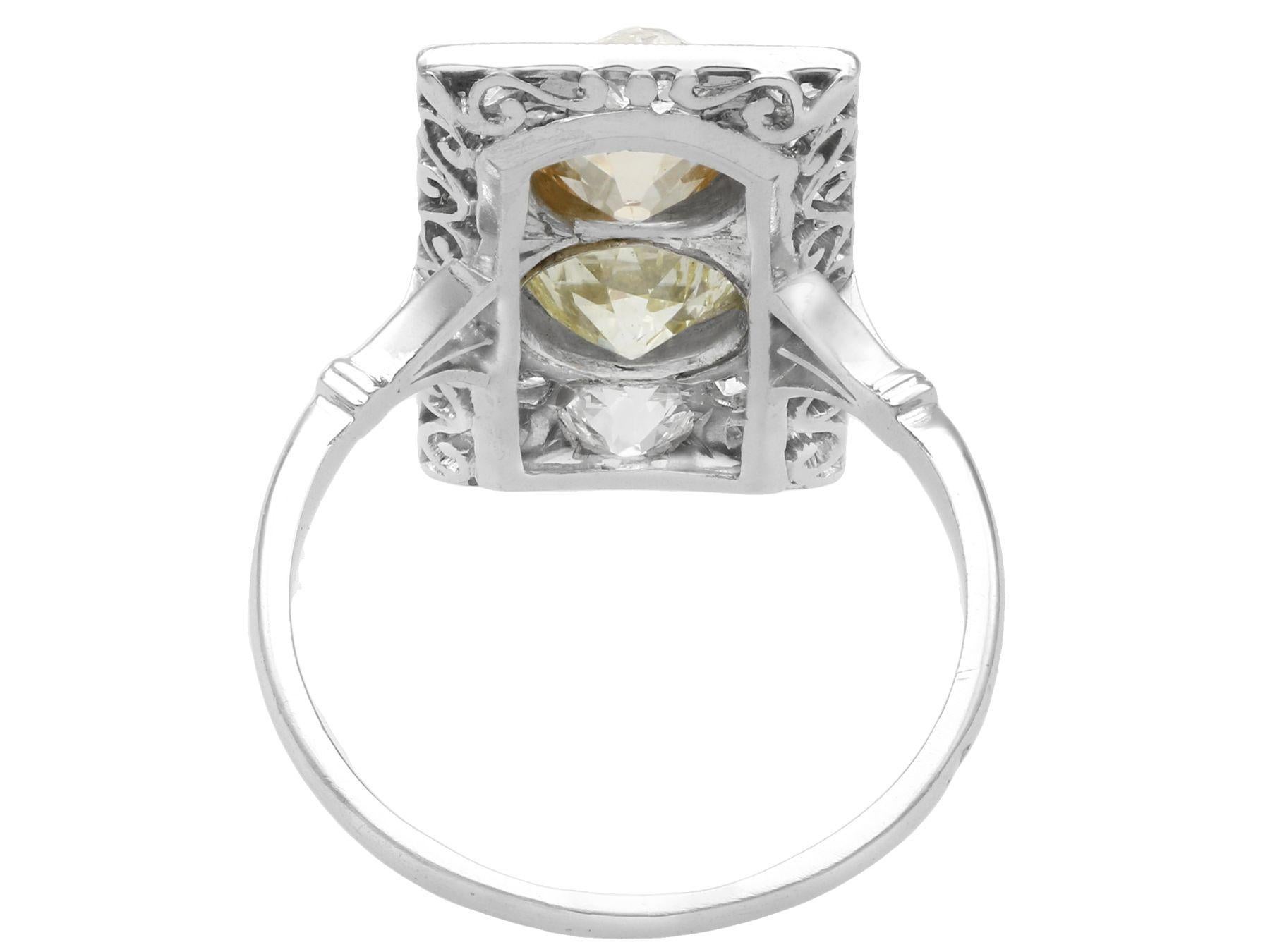 1900s Antique French 3.24 Carat Diamond and Platinum Cocktail Ring im Zustand „Hervorragend“ im Angebot in Jesmond, Newcastle Upon Tyne