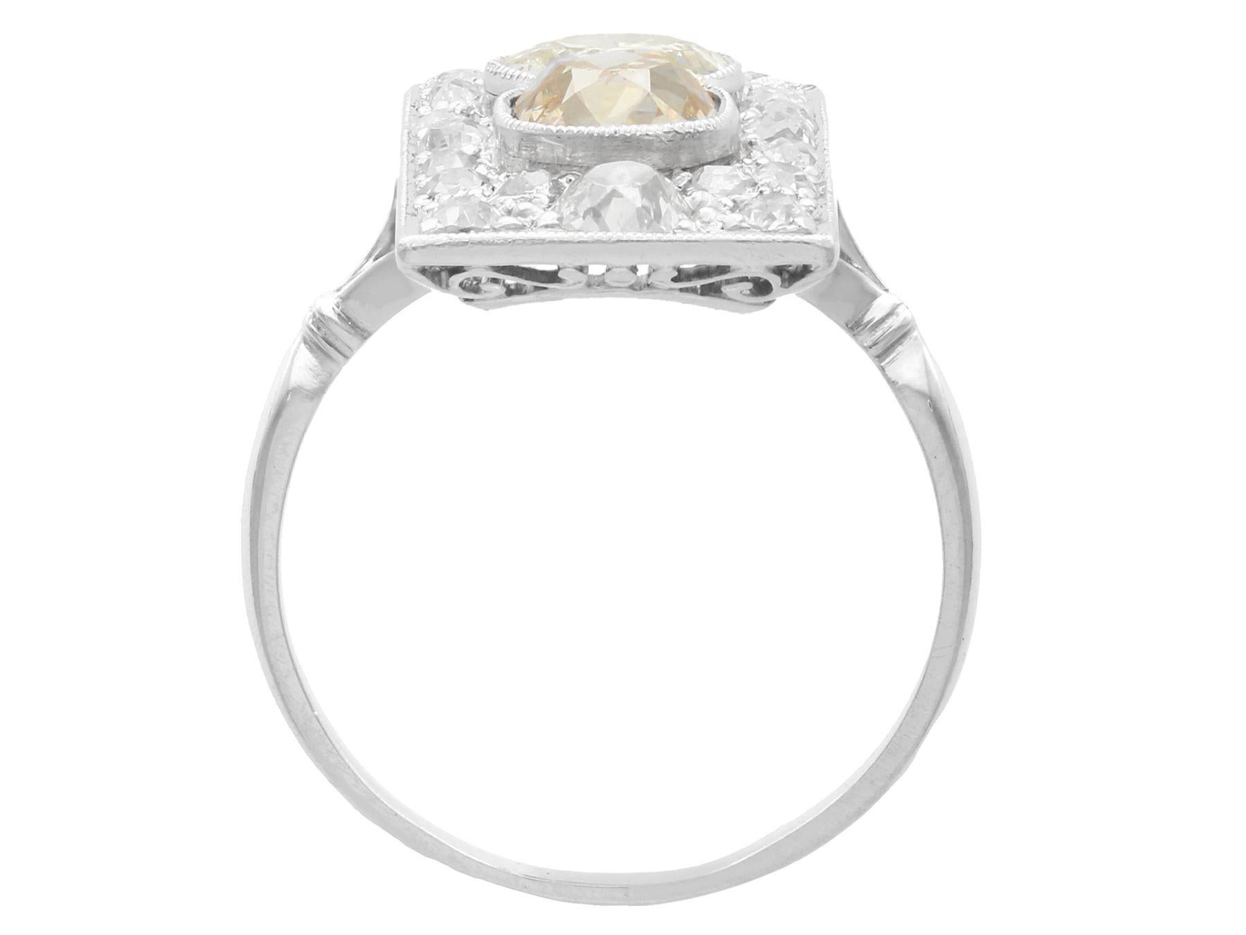 Women's or Men's 1900s Antique French 3.24 Carat Diamond and Platinum Cocktail Ring For Sale