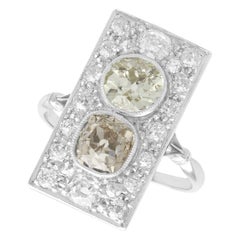1900s Antique French 3.24 Carat Diamond and Platinum Cocktail Ring