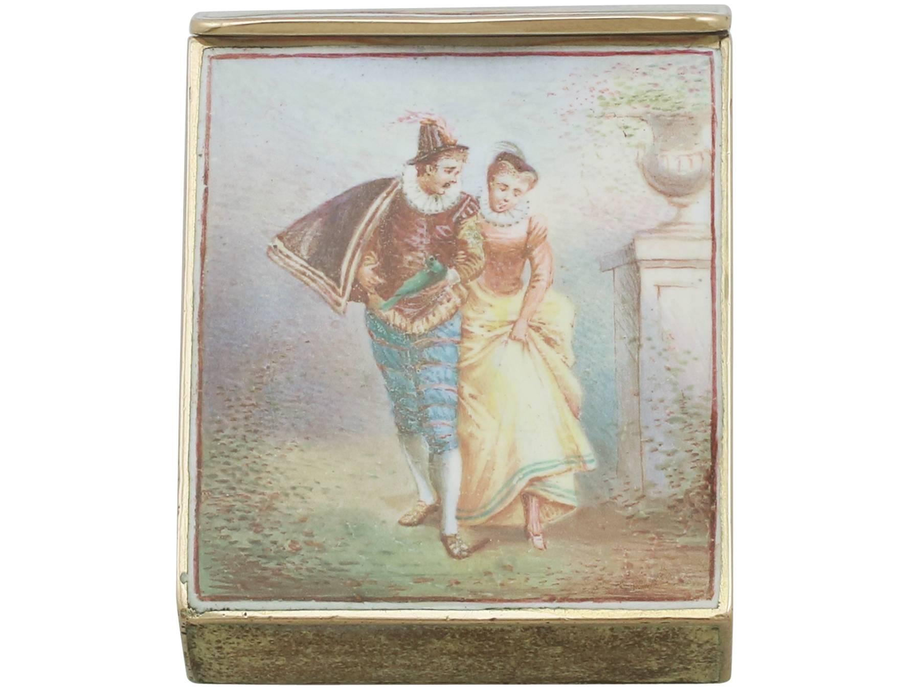 Antiguo estuche francés de oro y esmalte Vesta, circa 1900 Francés en venta