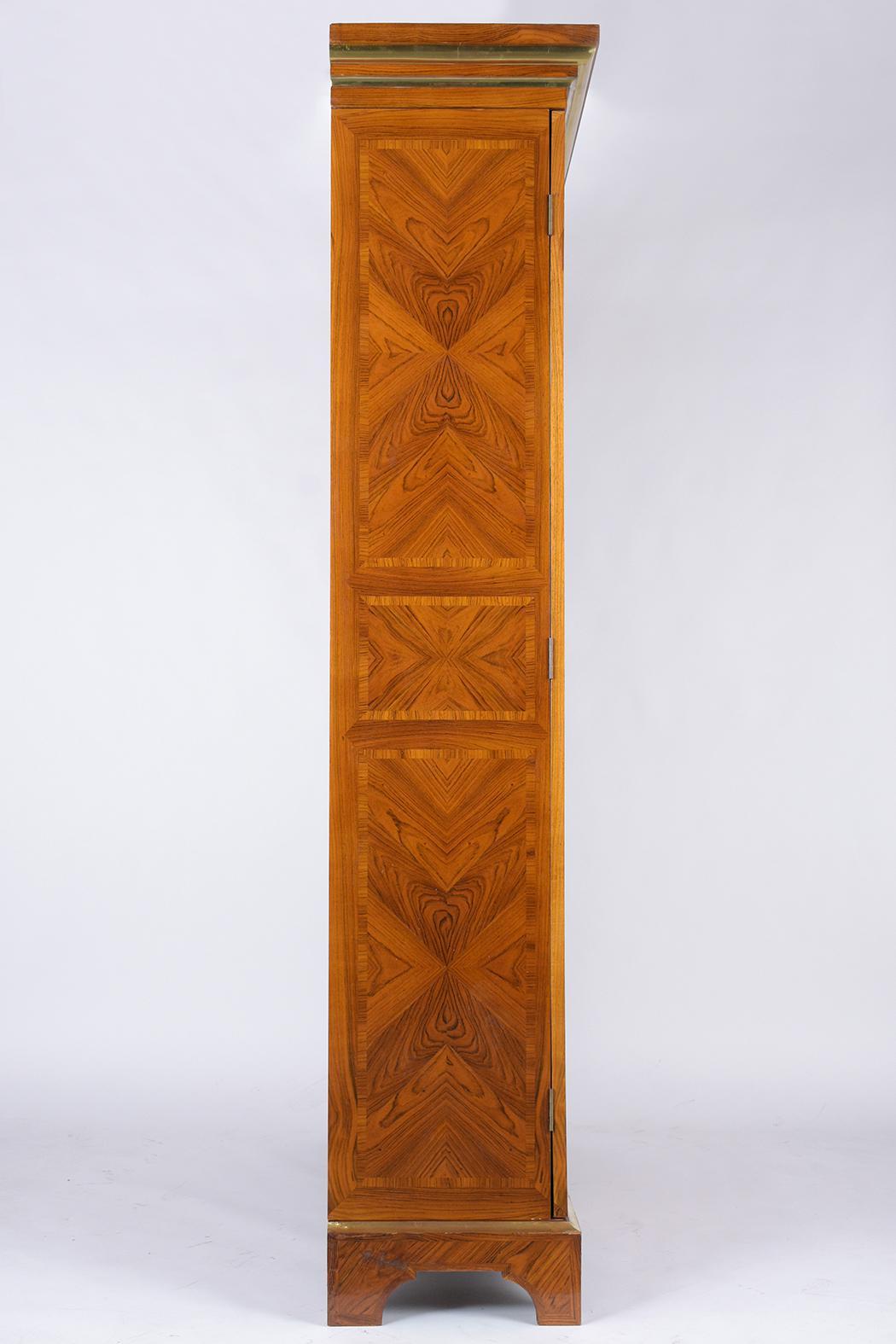 1900s Antique French Louis XVI-Style Walnut Bookcase with Marquetry Panels For Sale 6