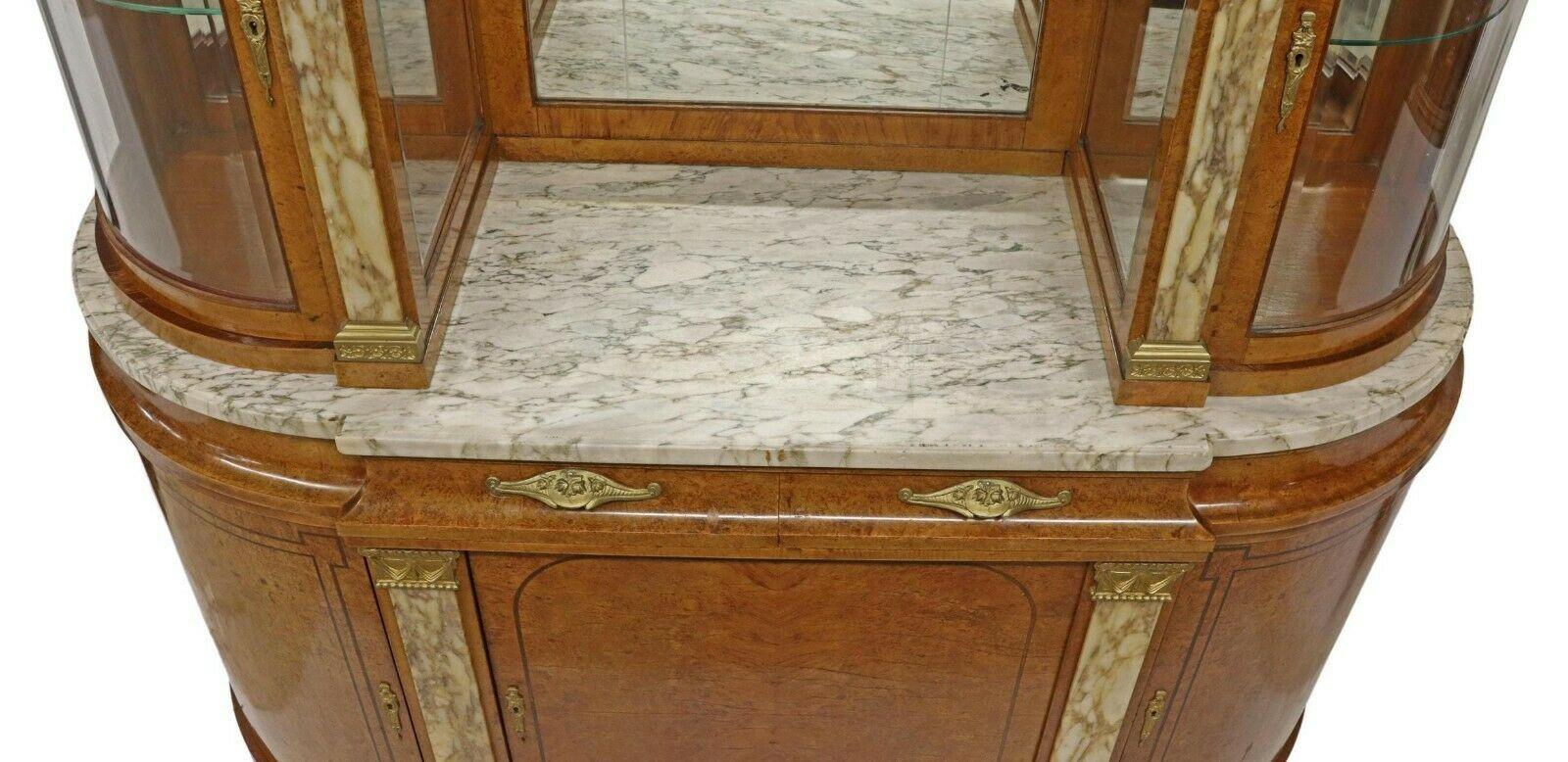 1900's Antique French Marble-Top, Burlwood, Mirror Display Server/Sideboard 2