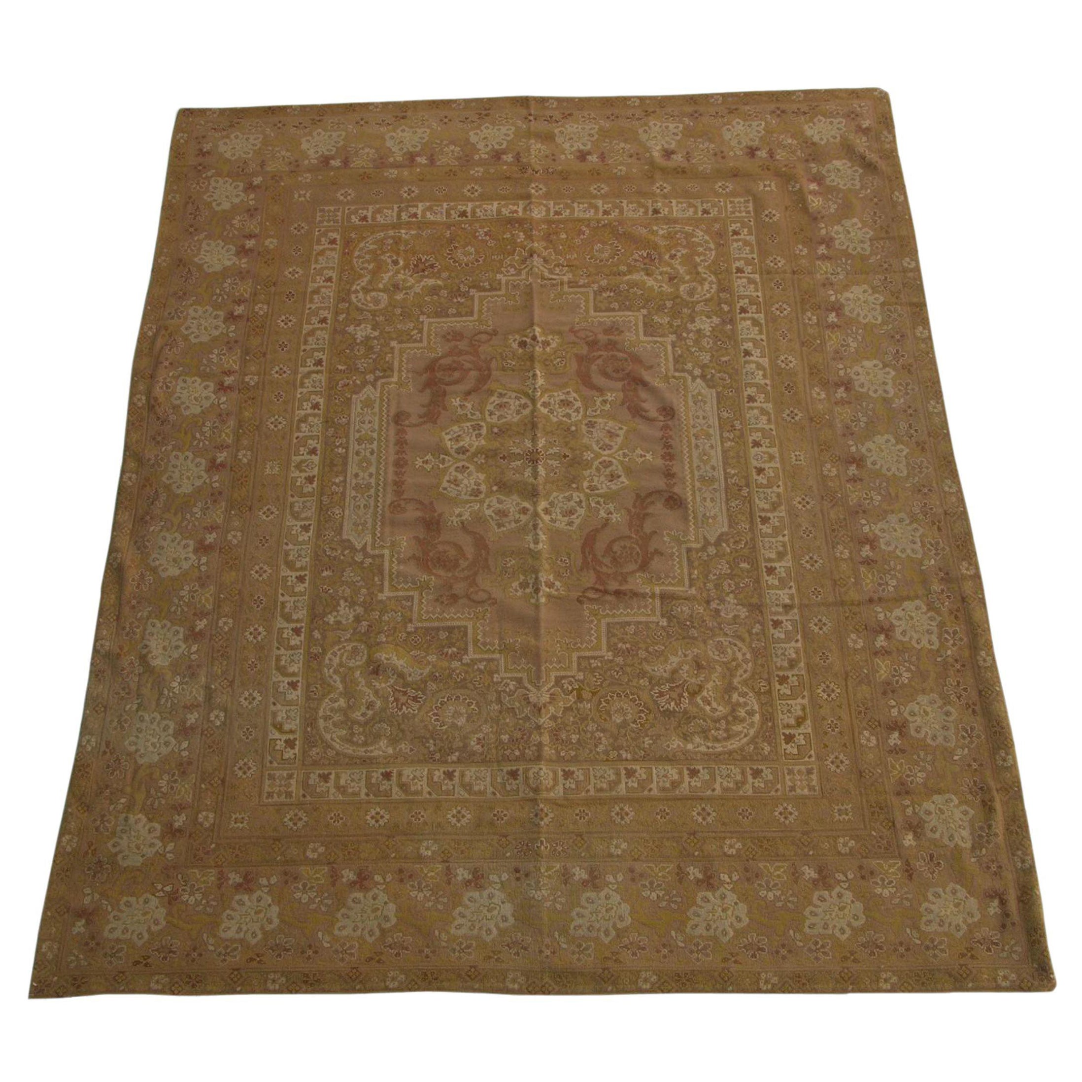 1900s Antike Französisch Nadelspitze Teppich