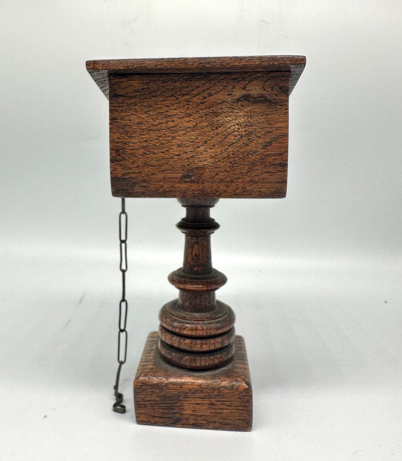 20th Century 1900s Antique German Wooden Lectern and Chain with Holy Bible Printed Book