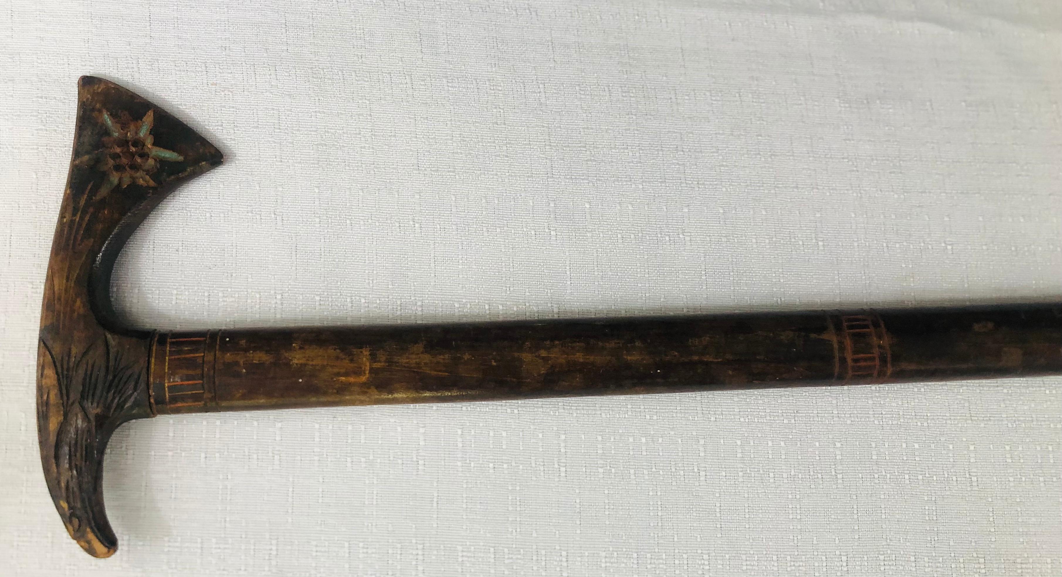 1900s Antique Hand Carved Wooden Cane For Sale 8