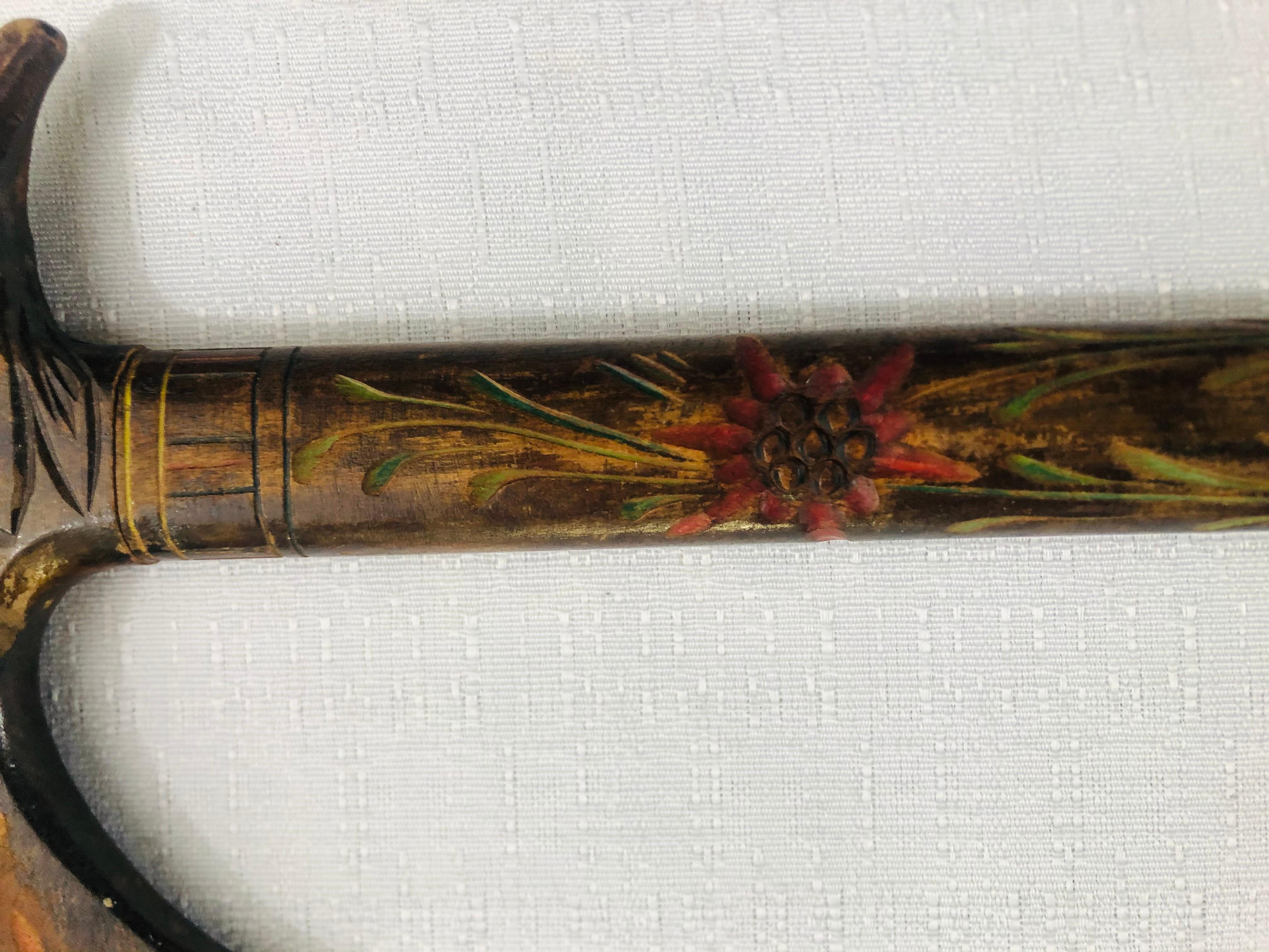 1900s Antique Hand Carved Wooden Cane For Sale 1