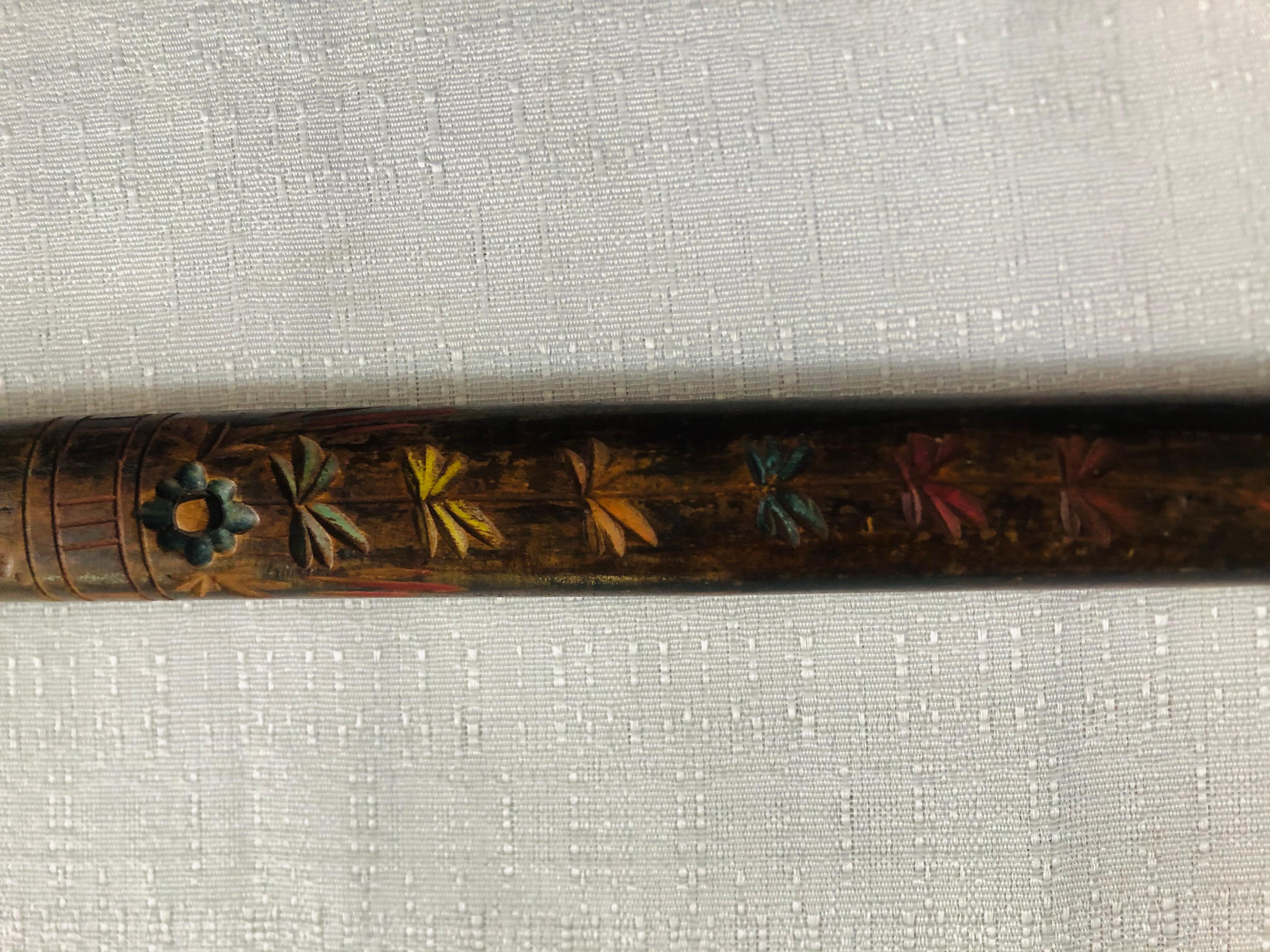 1900s Antique Hand Carved Wooden Cane For Sale 3