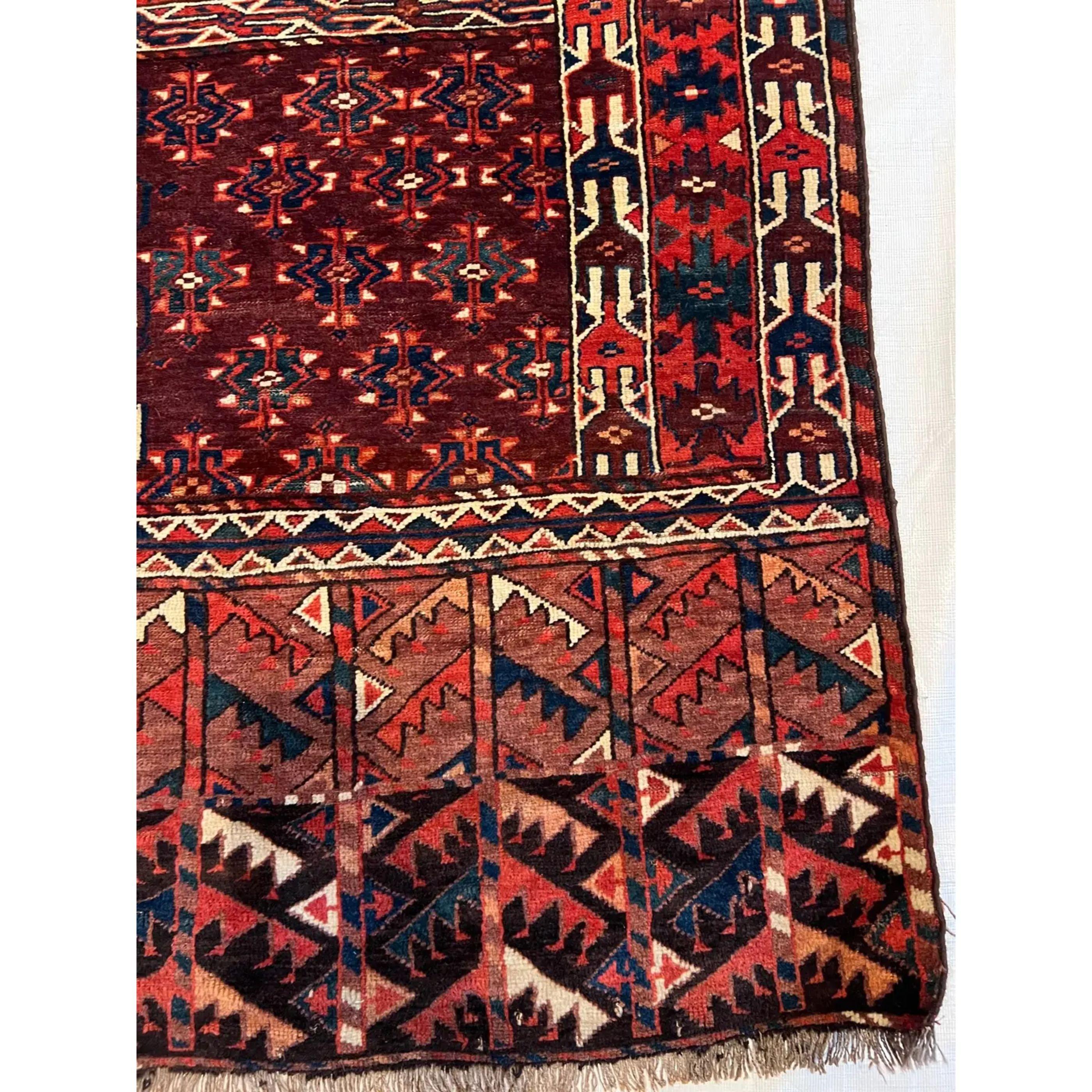 Antiker Hashlou-Yomout-Teppich von 1900 (Stammeskunst) im Angebot