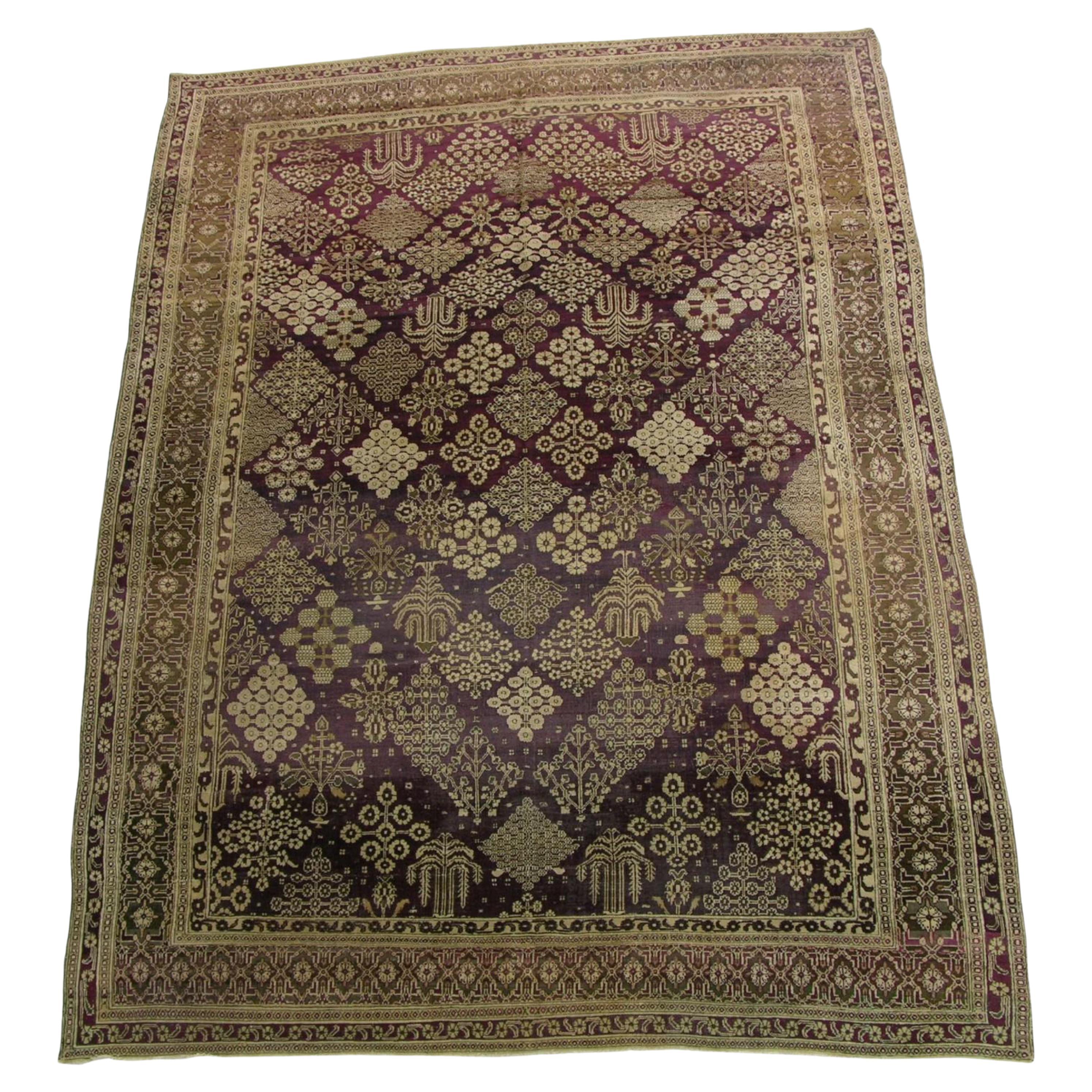 1900s Antique Indian Agra Rug - 12'0'' X 8'9'' For Sale