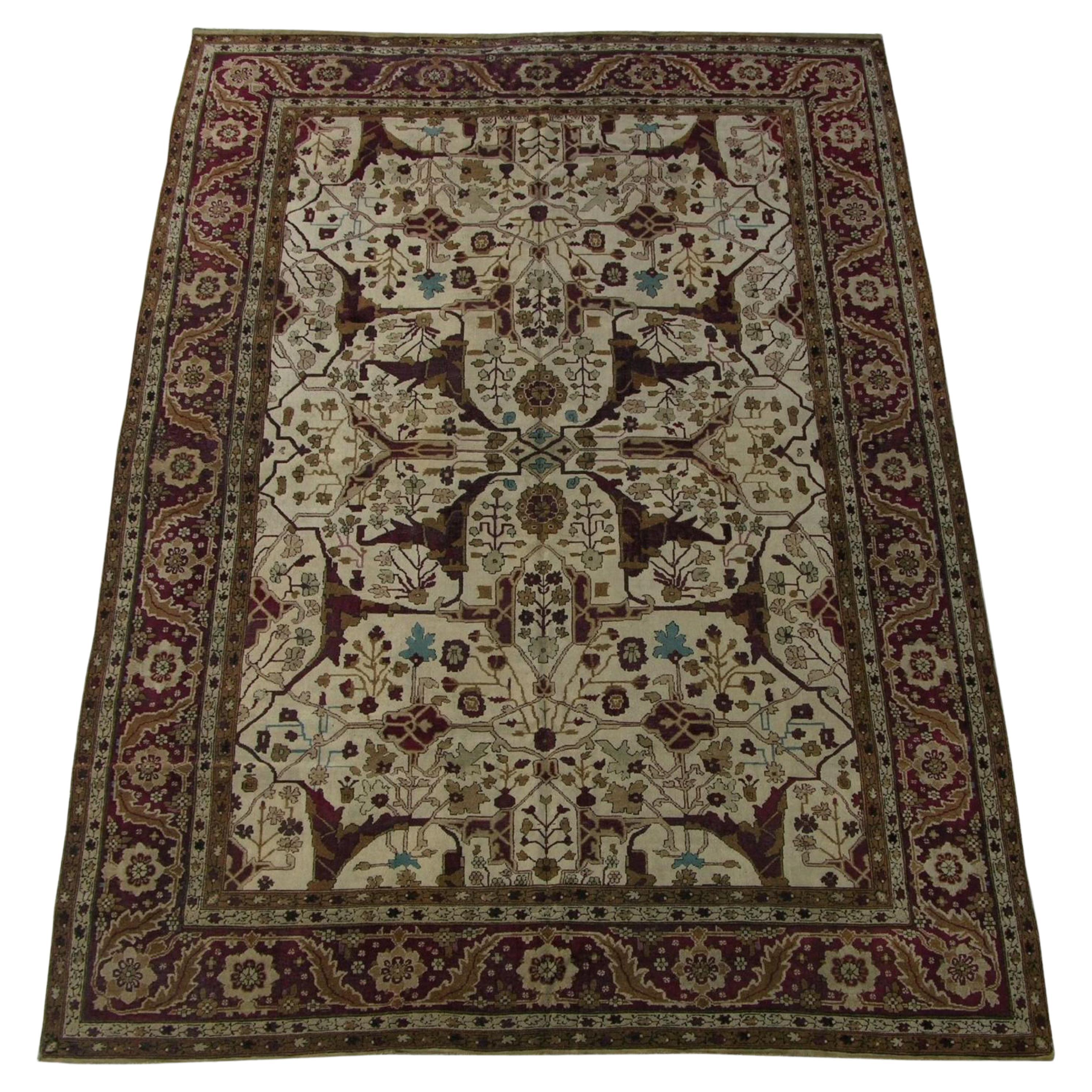 1900s Antique Indian Agra Rug - 12'5'' X 11'10'' For Sale