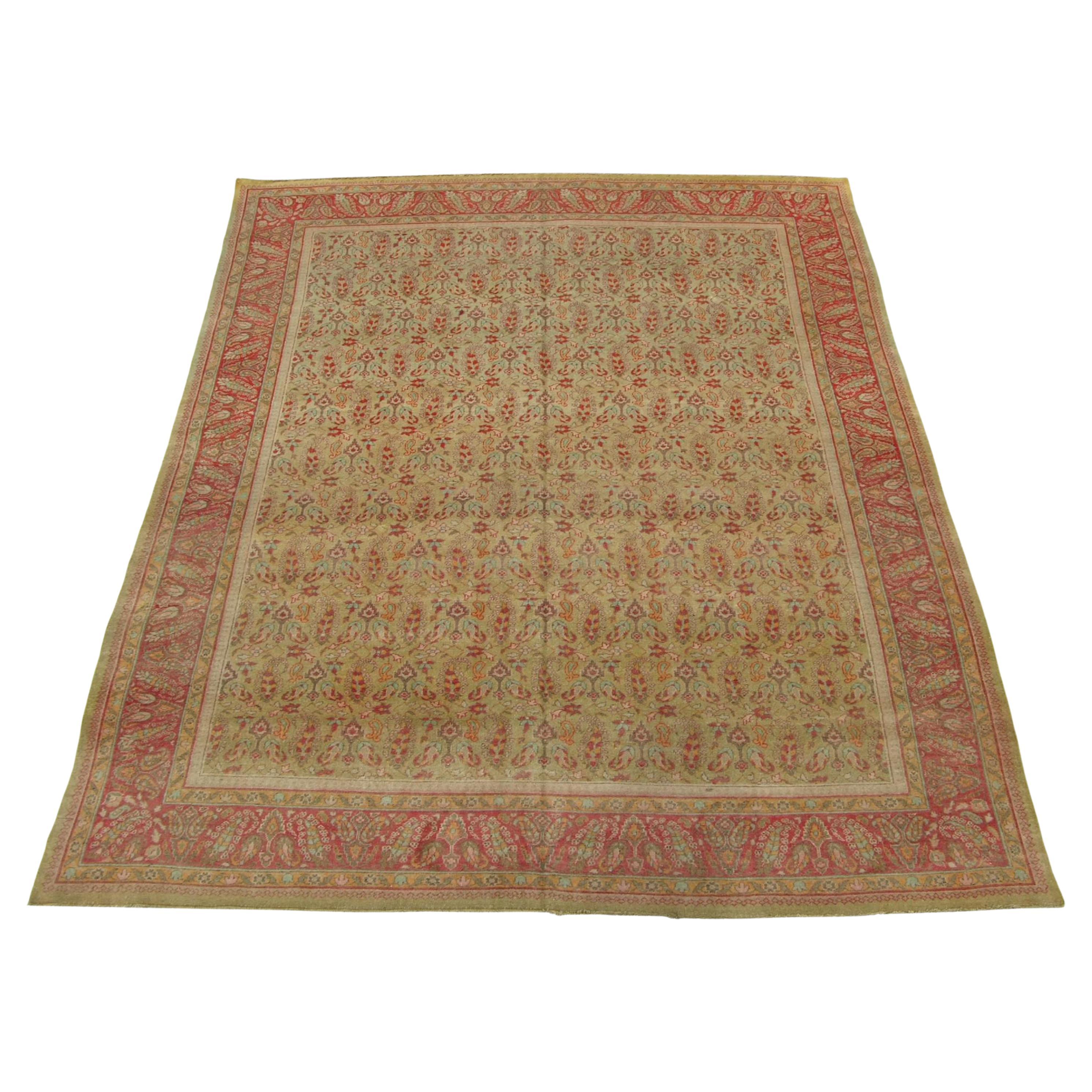 1900s Antique Indian Amritsar Rug - 11'10'' X 9'6'' For Sale