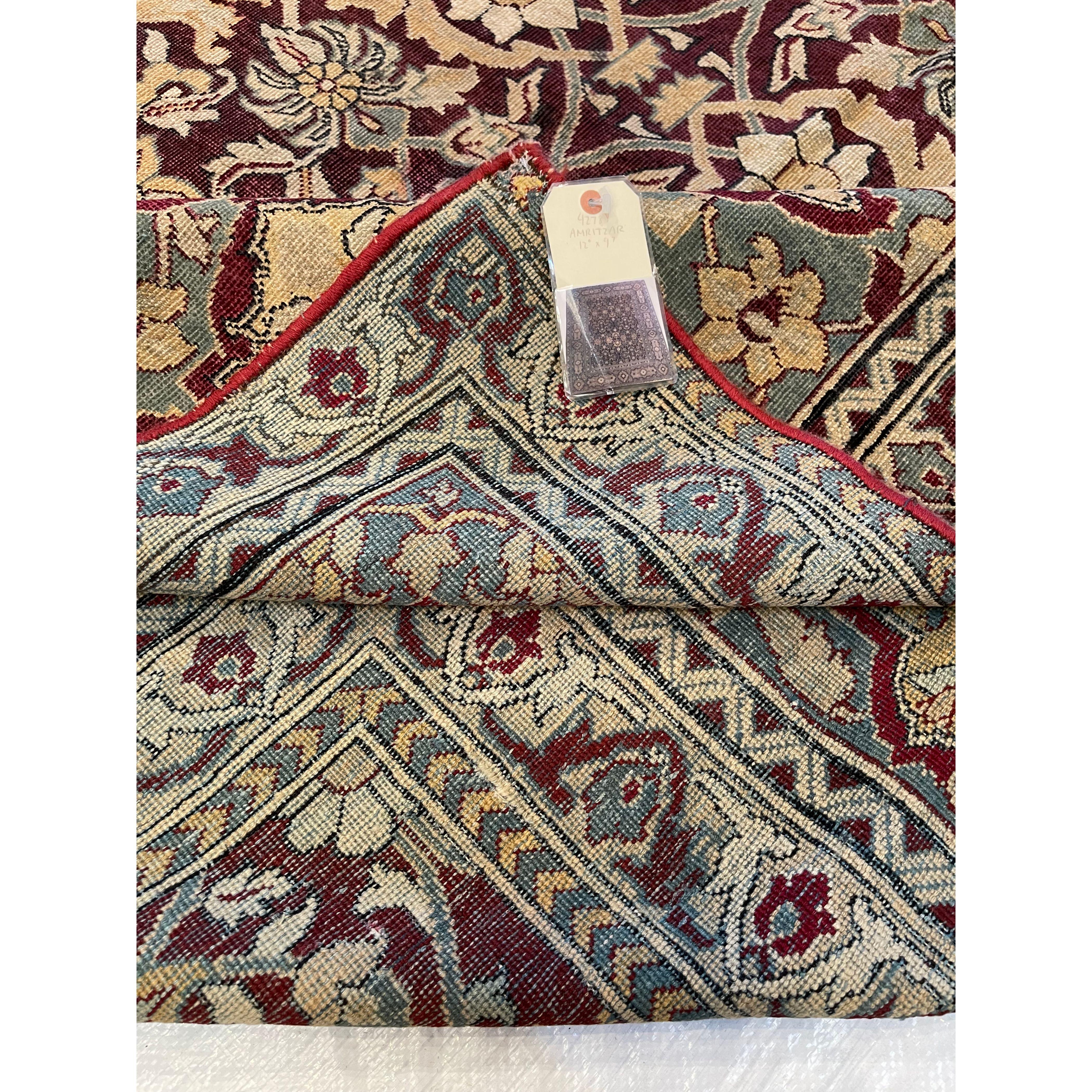 Asian 1900s Antique Indian Amritsar Rug For Sale