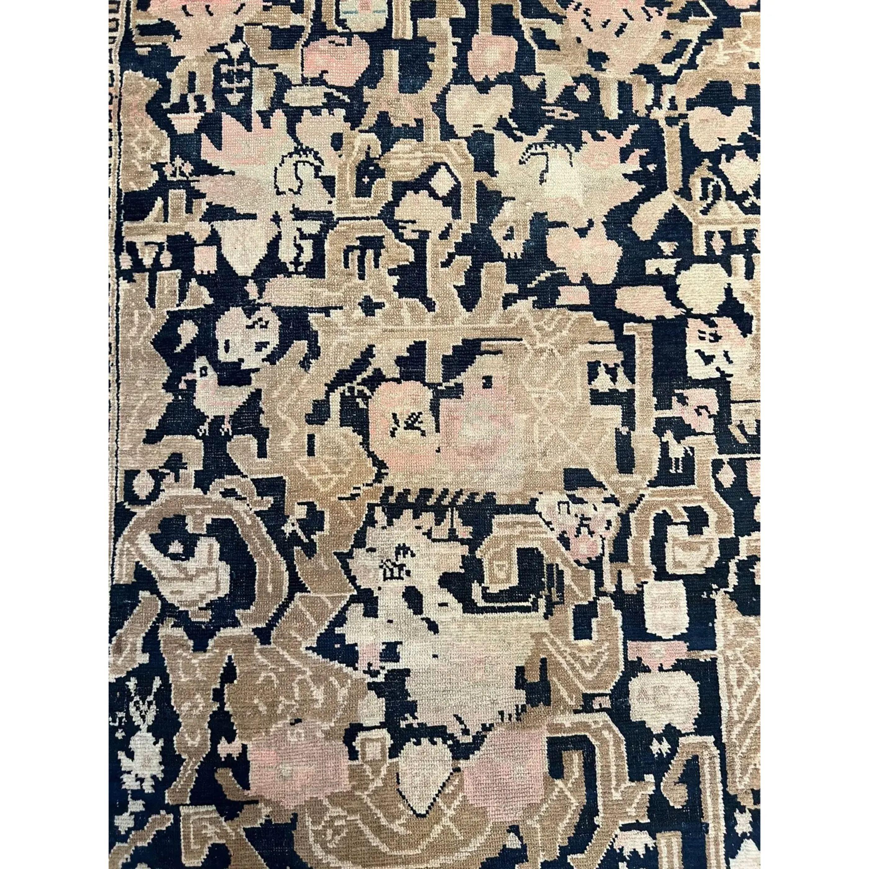 1900s Antique Karabagh Rug In Good Condition For Sale In Los Angeles, US