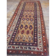 1900s Antique Kurdish Brown Earth Tone Traditional Tribal Paisley Runner Rug