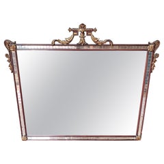 1900s Antique Large Mantel Fireplace Wall Gilt Carved Gilt Mirror