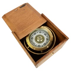 1900s Antique Magnetic Nautical Brass Liquid Sestrel Compass in Original Box