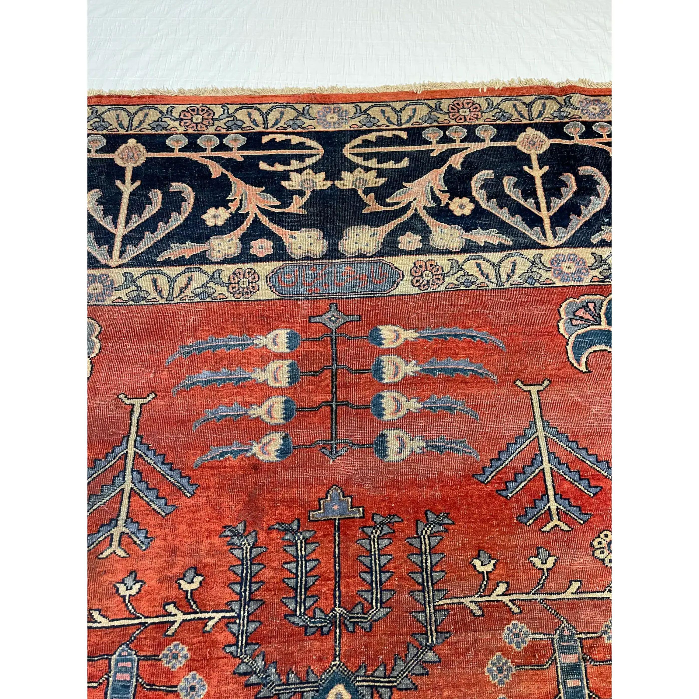 Unknown 1900s Antique Mahal Floral Design Rug 11'5''x10'7'' For Sale