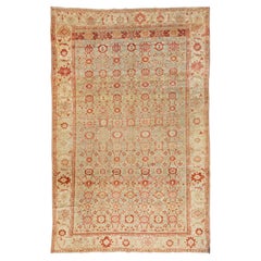 1900s Antique Malayer Rug with All-Over Floral Lattice in Sage and Terracotta 1900s Antique Malayer Rug with All-Over Floral Lattice in Sage and Terracotta