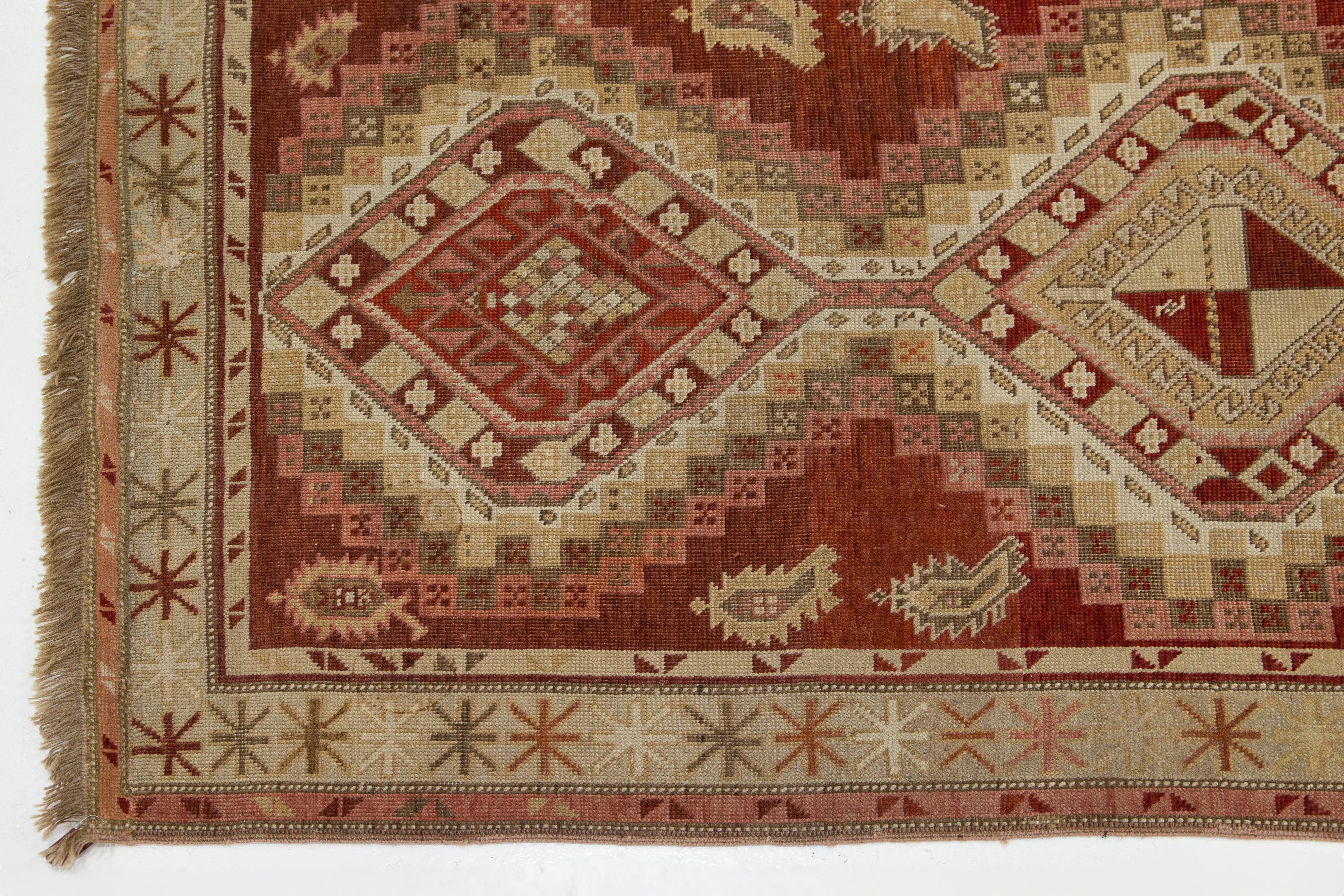 Lana Runner in lana Malayer antico del 1900 in colore rosso-ruggine in vendita