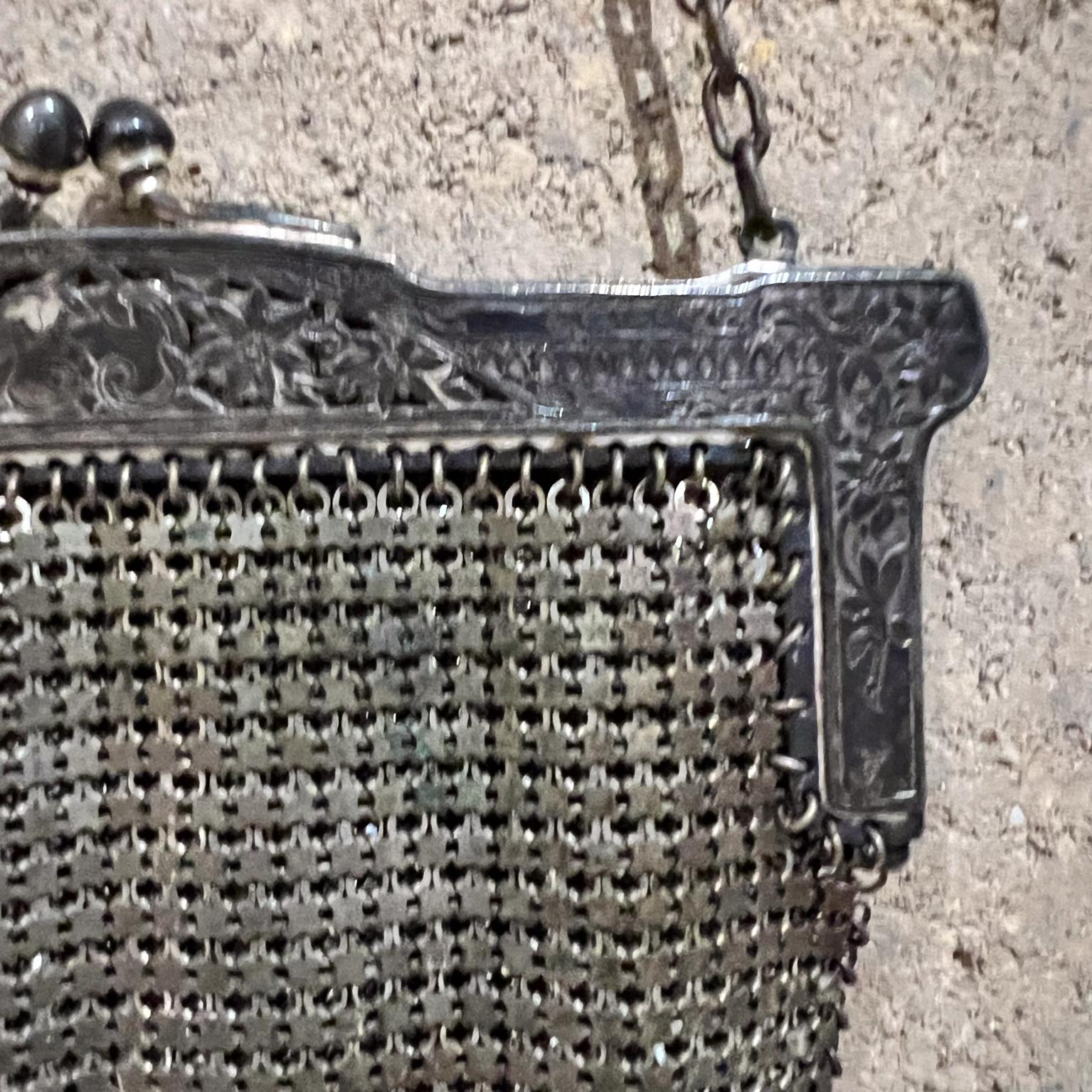 Metal 1900s Antique Mesh Purse Evening Bag Victorian For Sale