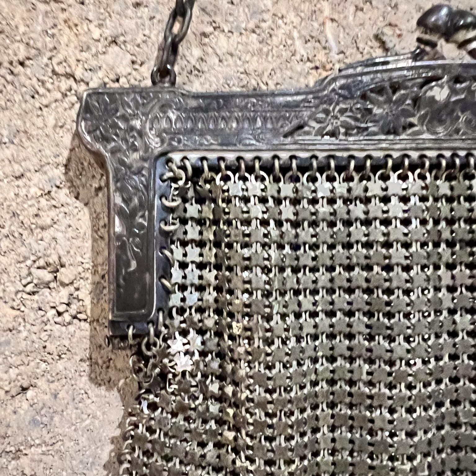 1900s Antique Mesh Purse Evening Bag Victorian For Sale 1