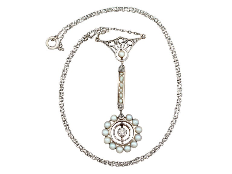 1900s Antique Pearl and Diamond Gold Pendant For Sale at 1stDibs