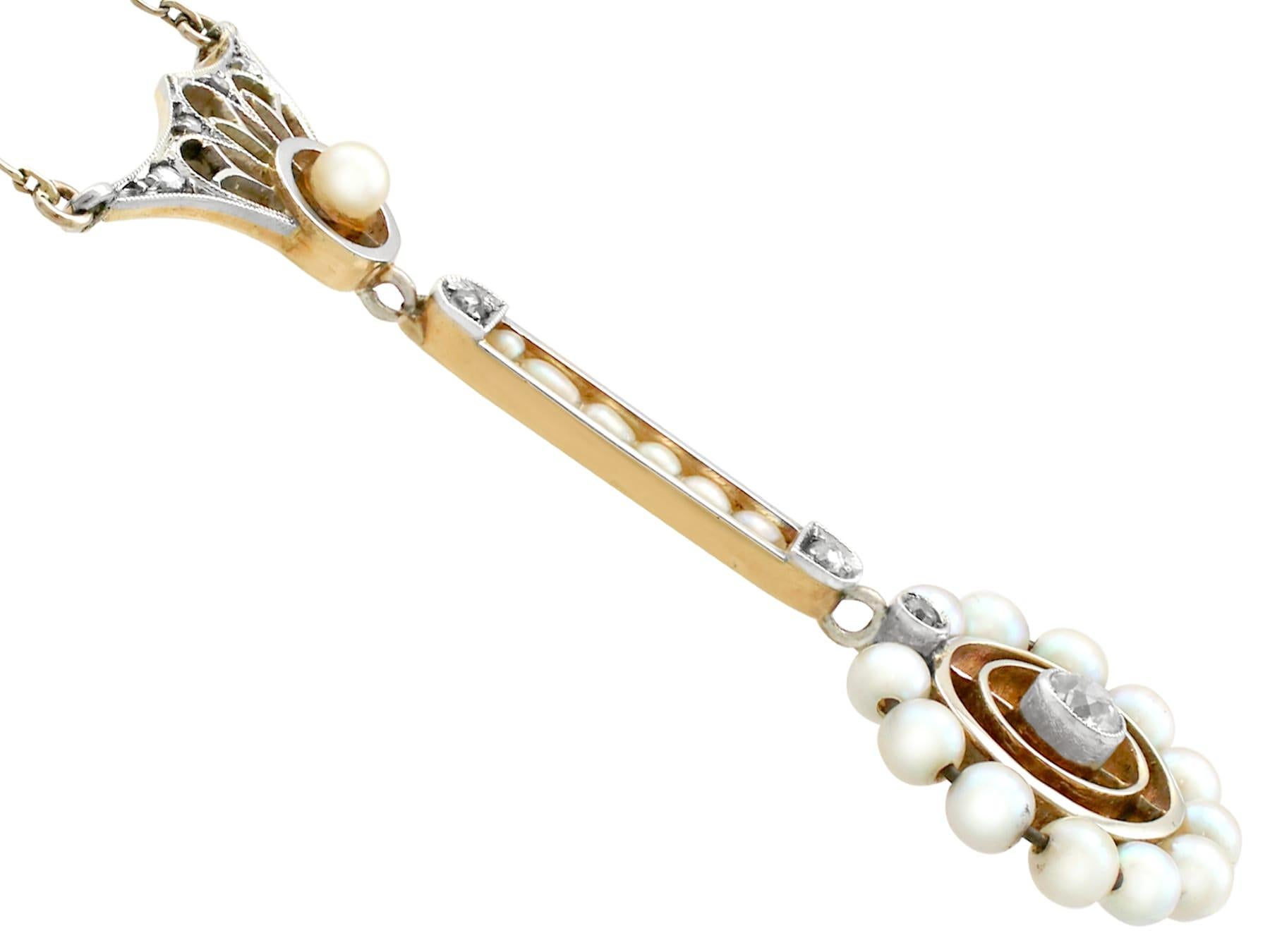 1900s, Antique Pearl and Diamond Gold Pendant In Excellent Condition For Sale In Jesmond, Newcastle Upon Tyne