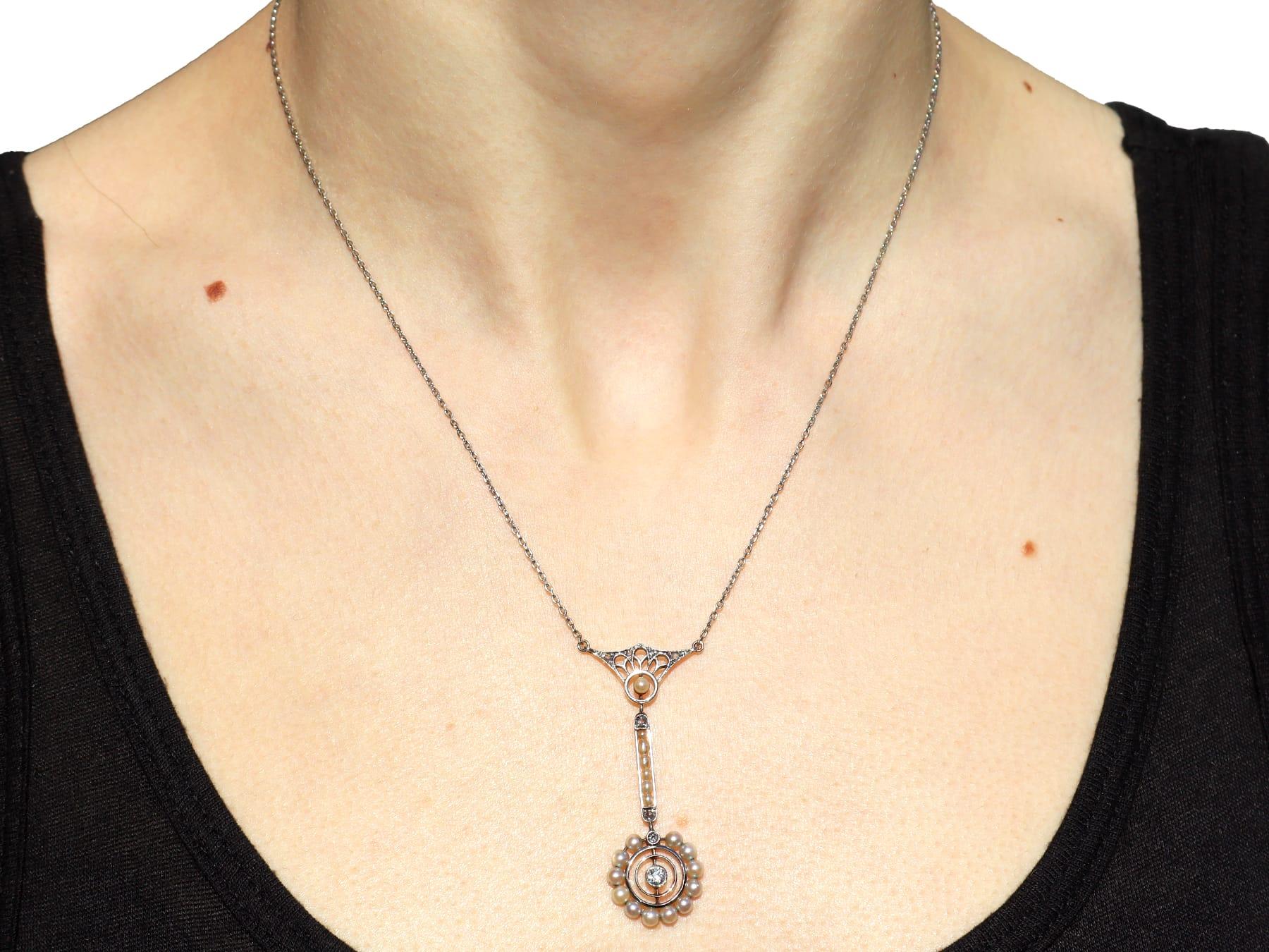 1900s, Antique Pearl and Diamond Gold Pendant For Sale 3
