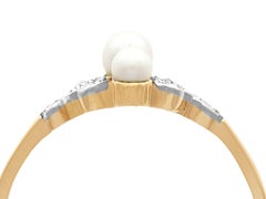 1900s Pearl Diamond Yellow Gold and White Gold Set Cocktail Ring